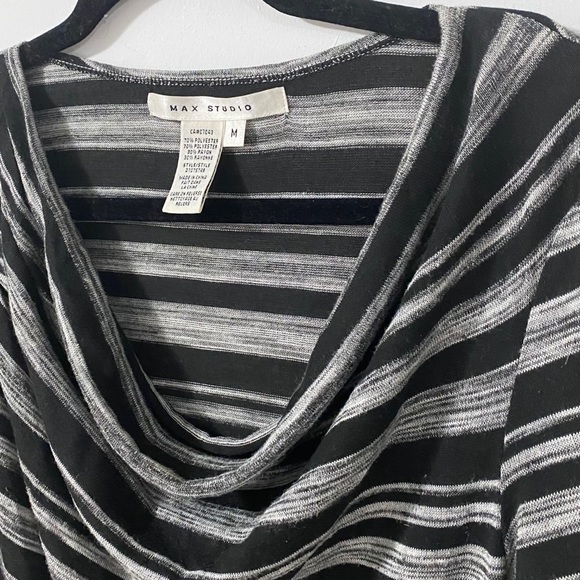 Max Studio Black & White Striped Long Shirt - Picture 4 of 7